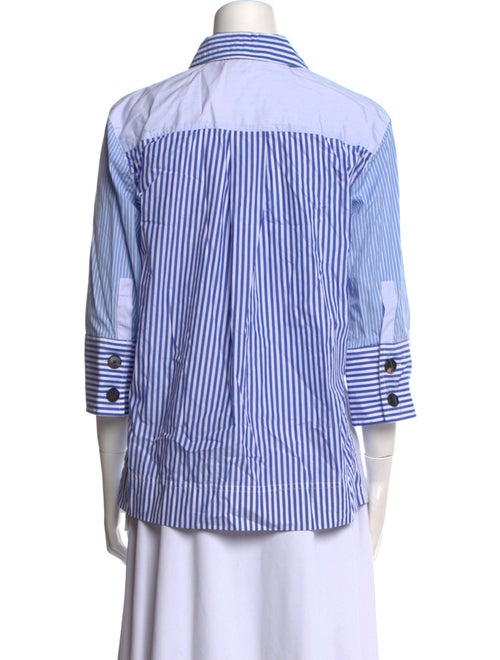 Co. Striped Three-Quarter Sleeve Button-Up Top