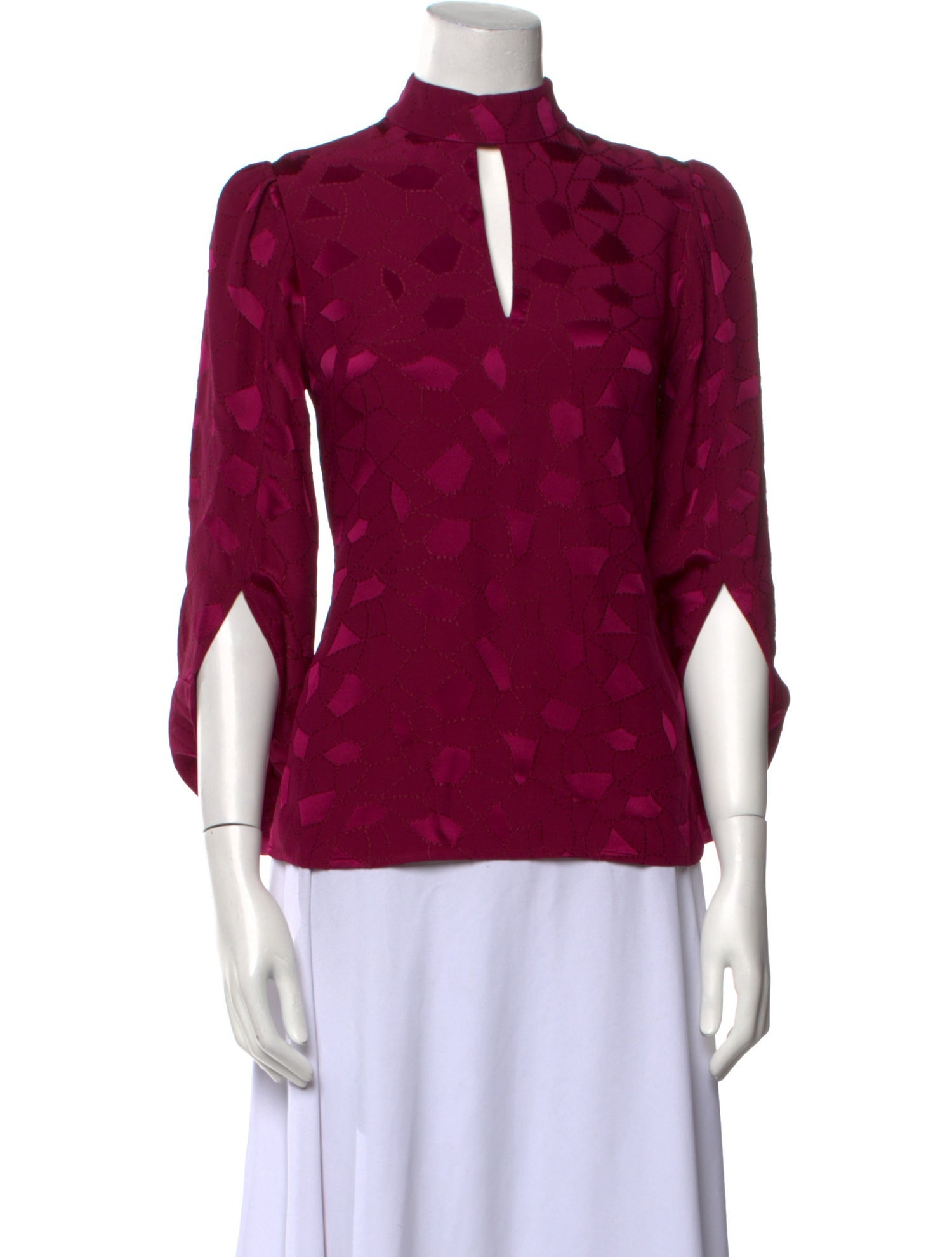 Co. Floral Print Mock Neck Blouse