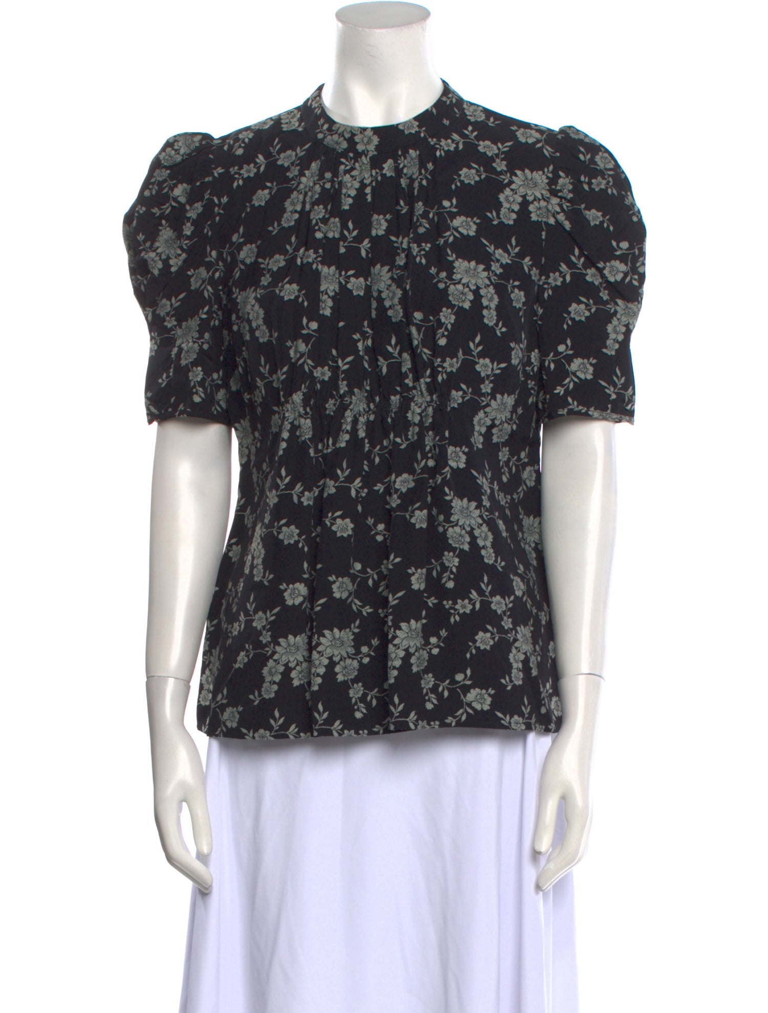Co. Floral Print Mock Neck Blouse