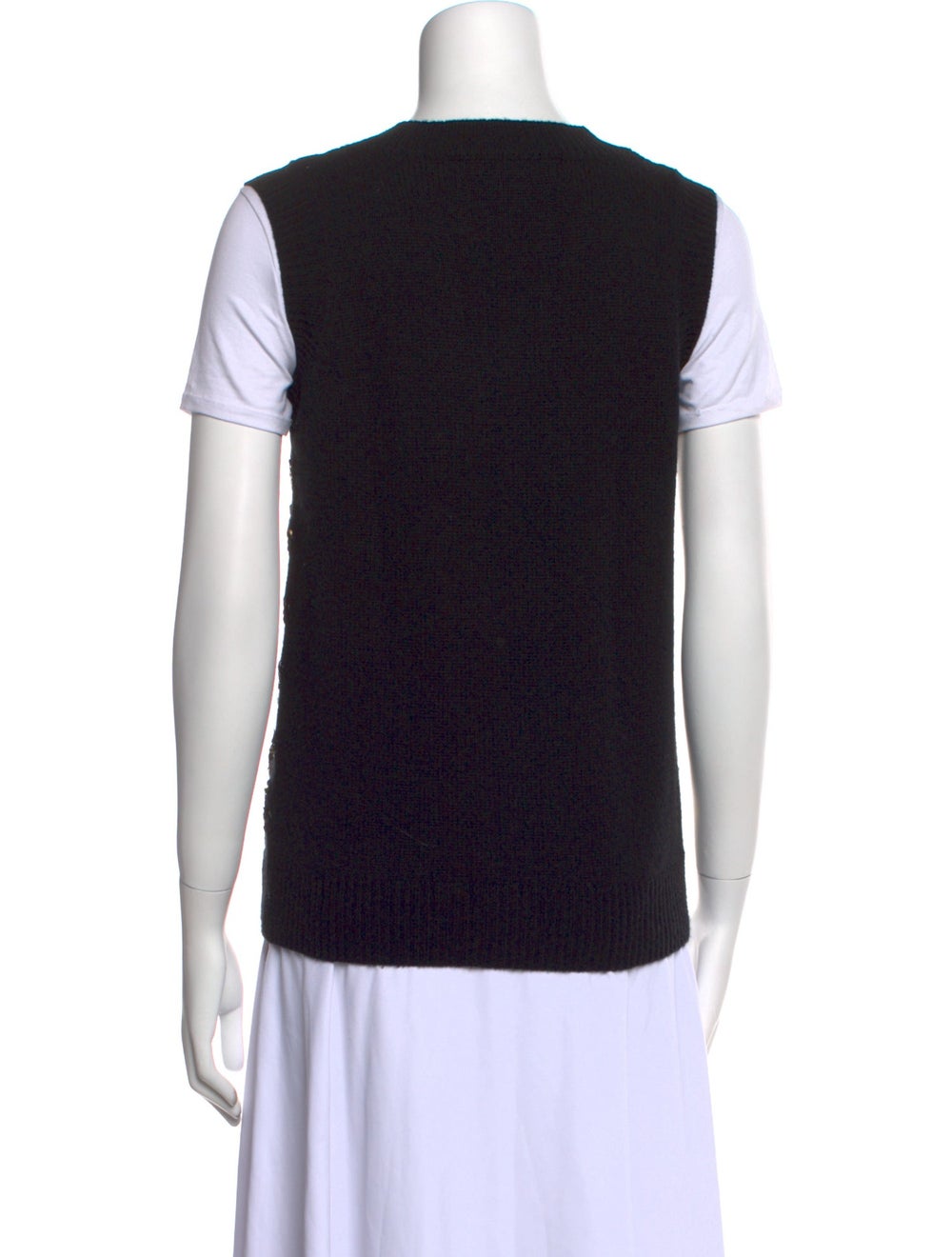 Co. Co. Wool Pullover Black Patterned Sleeveless … - image 3