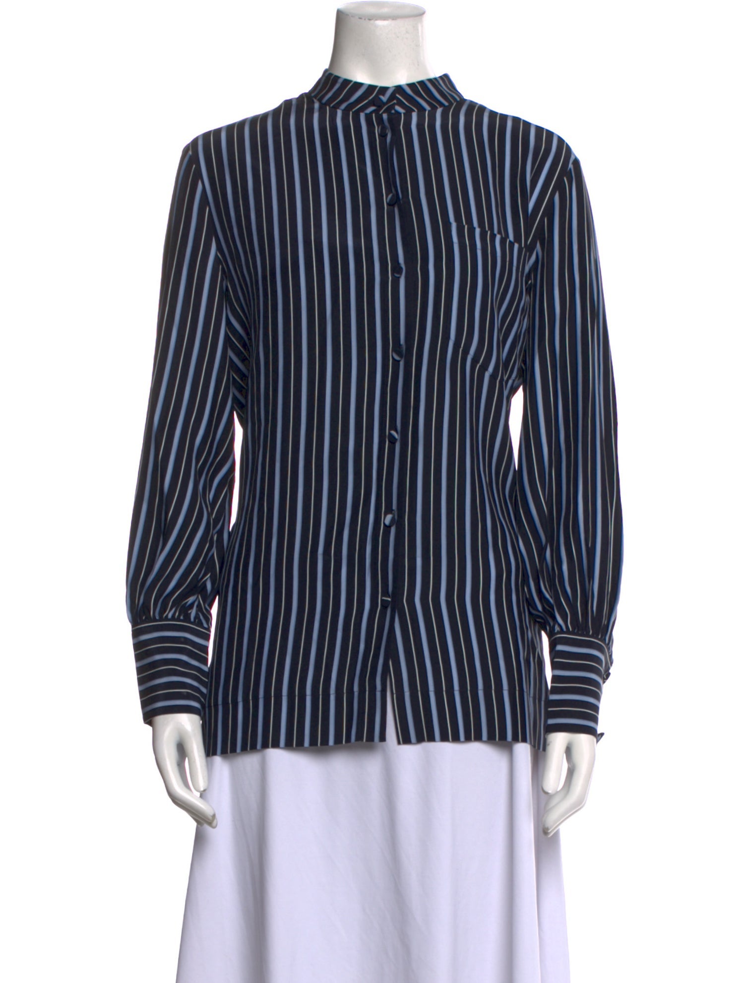 Co. Silk Striped Button-Up Top