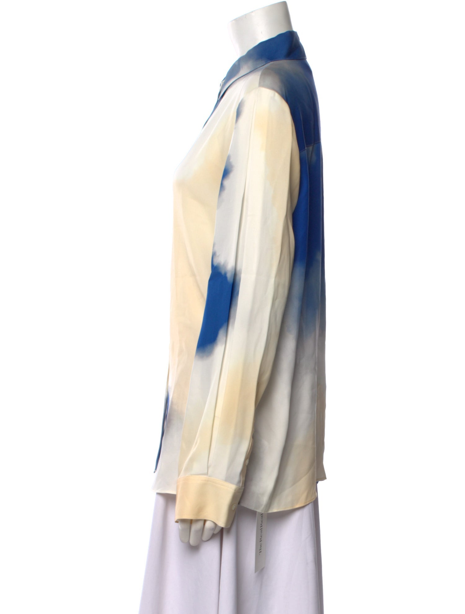 Co. Silk Tie-Dye Print Button-Up Top