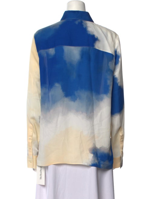 Co. Silk Tie-Dye Print Button-Up Top