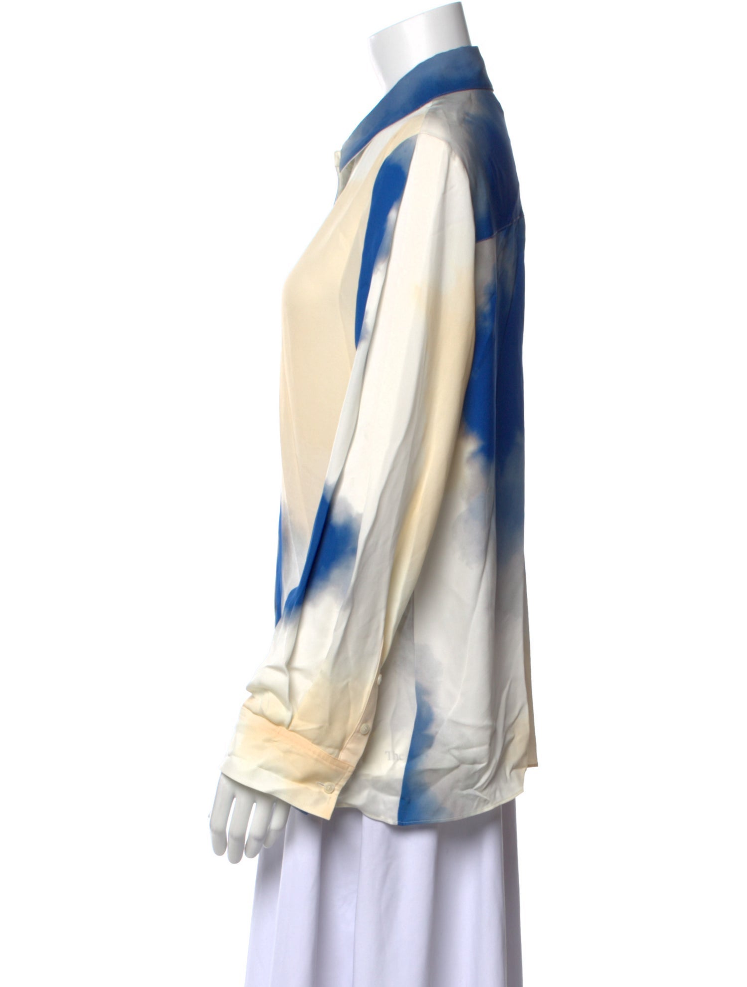 Co. Silk Tie-Dye Print Button-Up Top