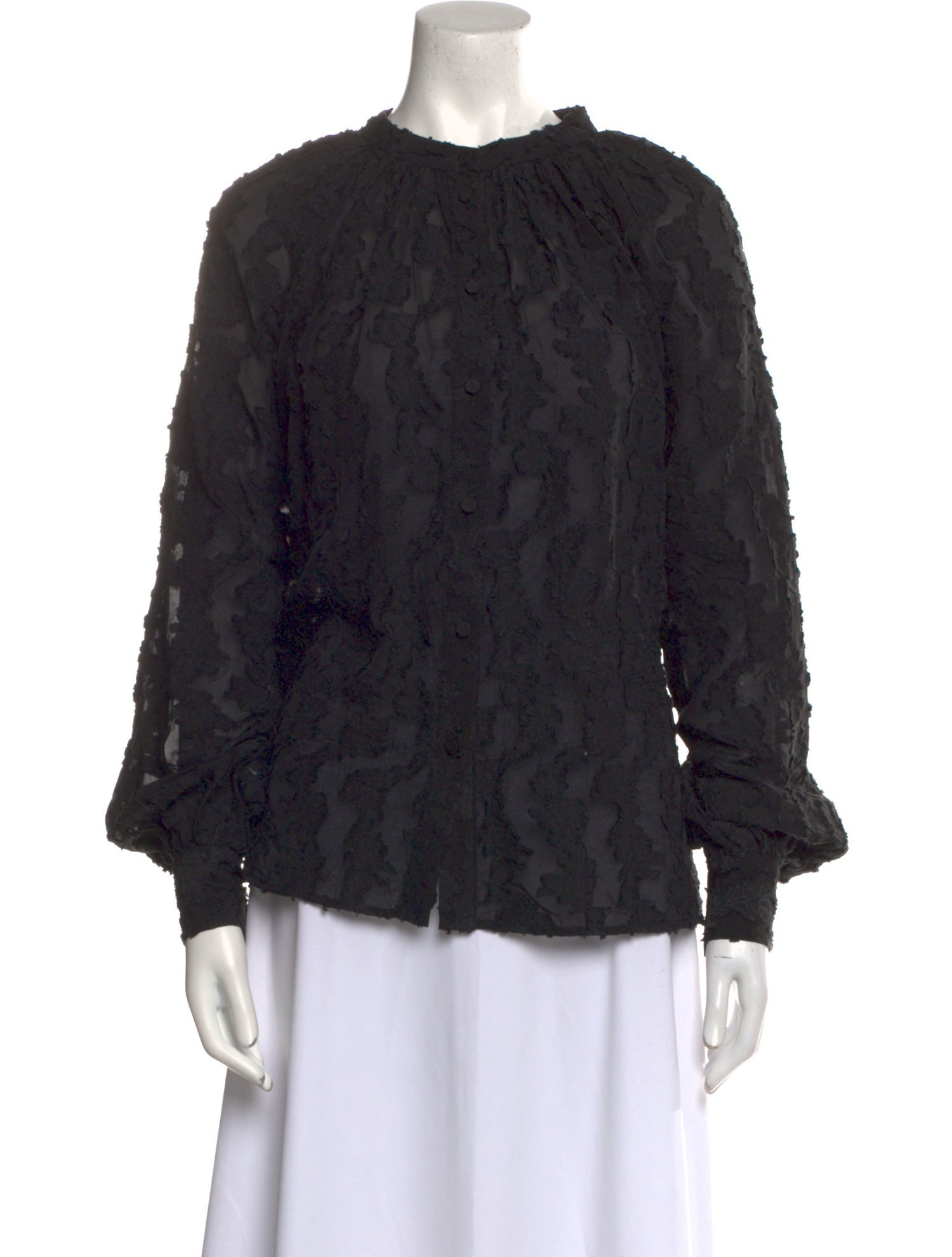 Co. Floral Print Mock Neck Blouse