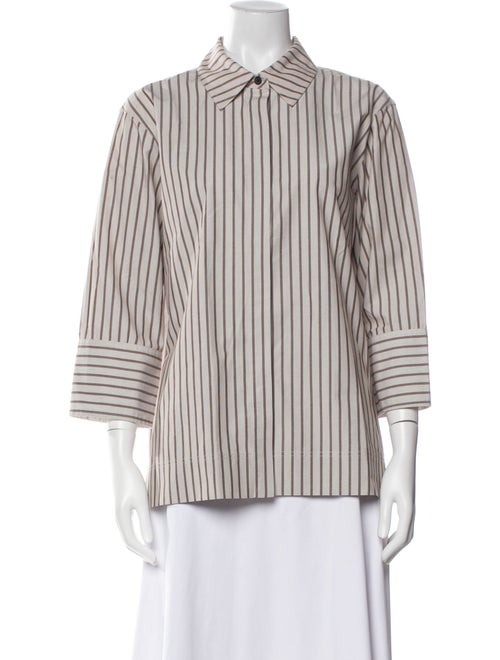 Co. Striped Three-Quarter Sleeve Button-Up Top