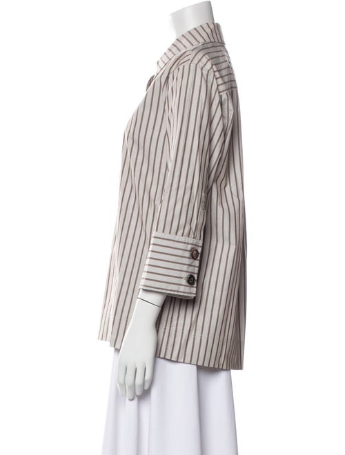 Co. Striped Three-Quarter Sleeve Button-Up Top