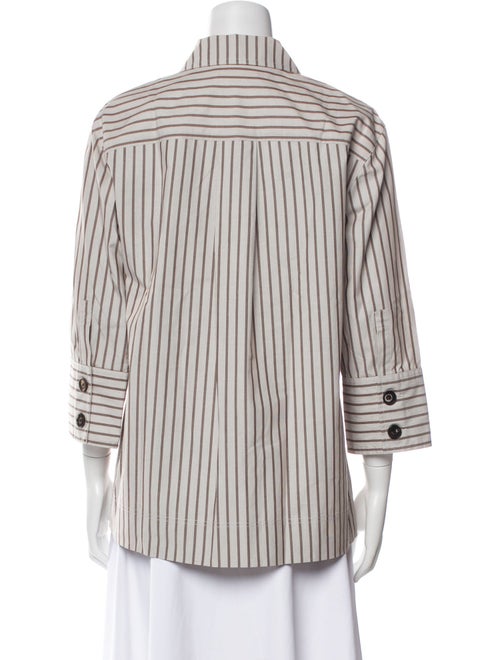 Co. Striped Three-Quarter Sleeve Button-Up Top