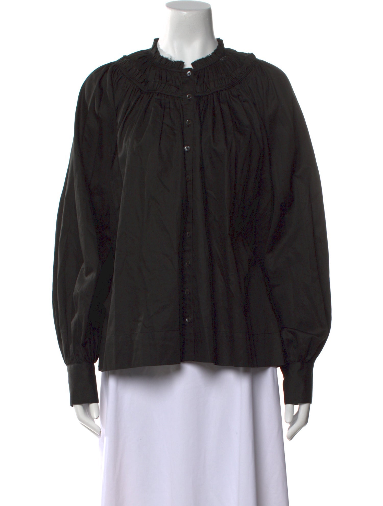 Co. Mock Neck Long Sleeve Button-Up Top