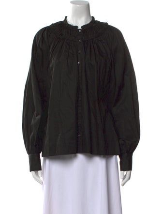 Co. Mock Neck Long Sleeve Button-Up Top