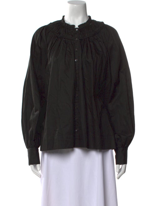 Co. Mock Neck Long Sleeve Button-Up Top