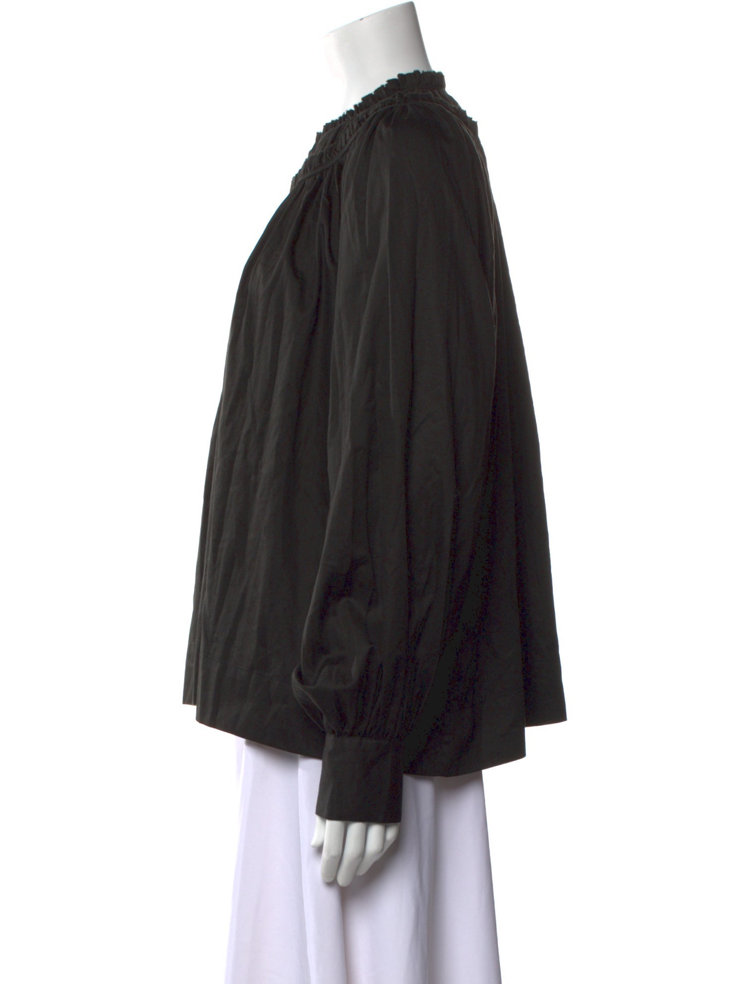 Co. Mock Neck Long Sleeve Button-Up Top