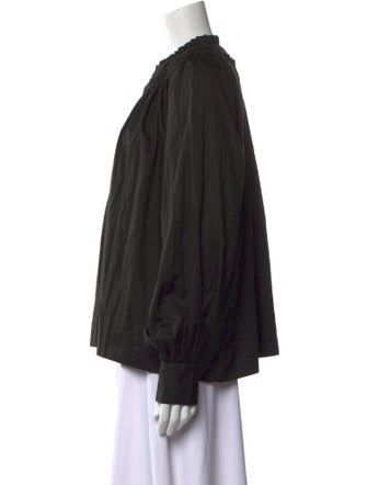 Co. Mock Neck Long Sleeve Button-Up Top