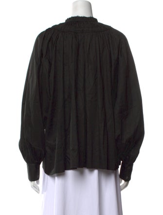 Co. Mock Neck Long Sleeve Button-Up Top