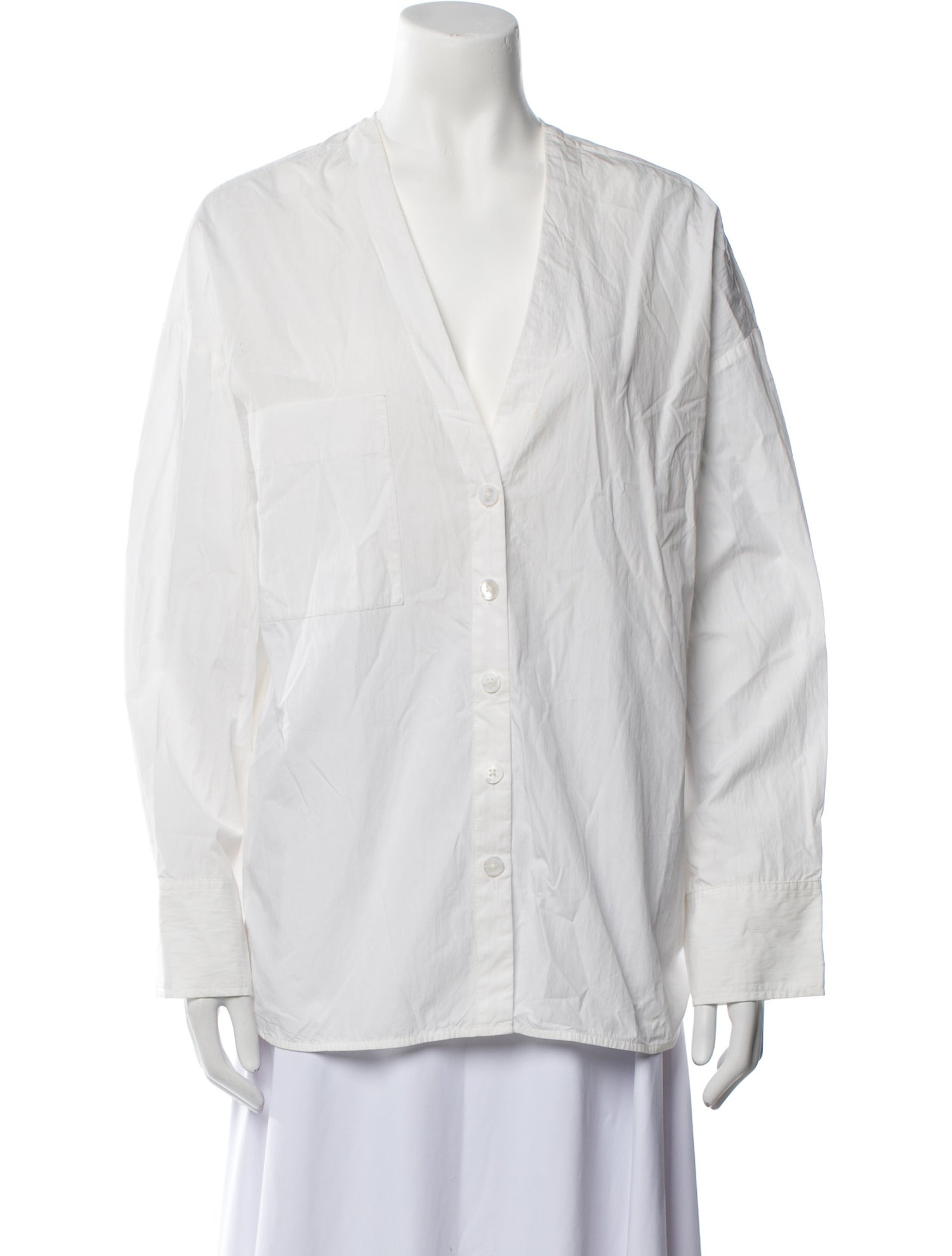 Co. V-Neck Long Sleeve Button-Up Top