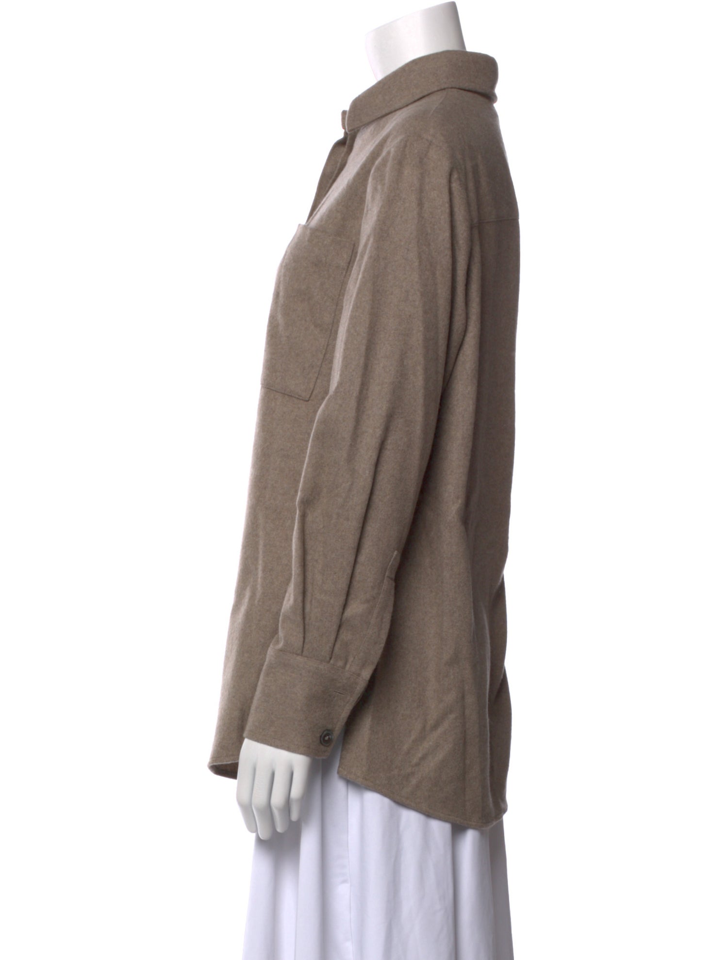 Co. Cashmere Long Sleeve Button-Up Top