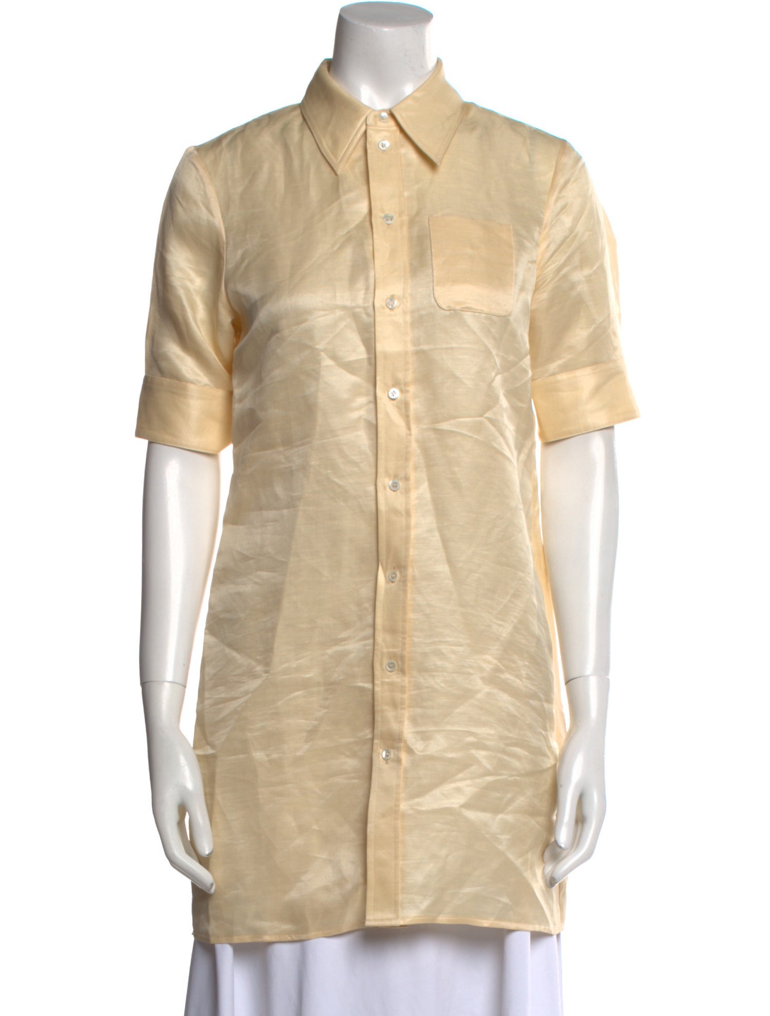 Co. Linen Short Sleeve Button-Up Top
