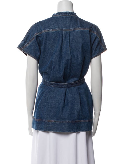 Co. Mock Neck Short Sleeve Button-Up Top