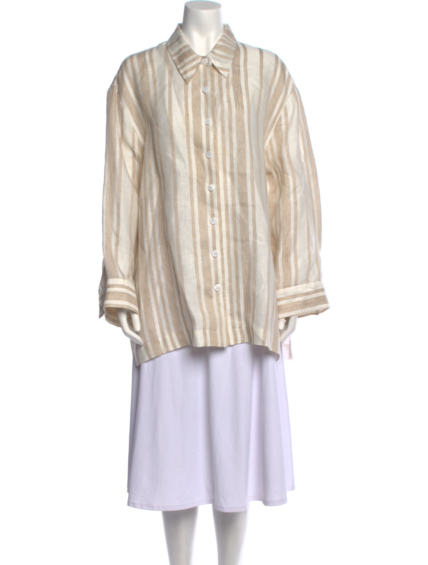 Co. Linen Striped Button-Up Top
