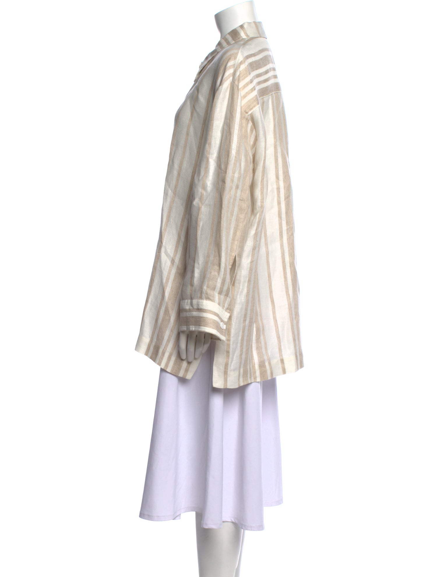 Co. Linen Striped Button-Up Top