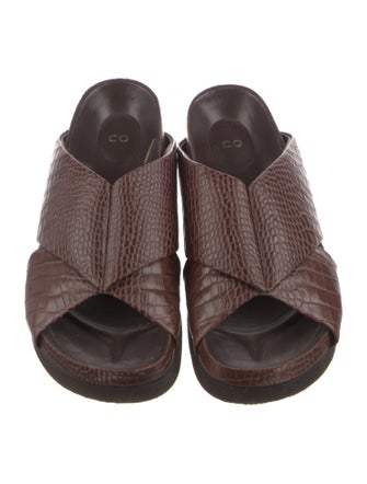 Co. Embossed Leather Slides