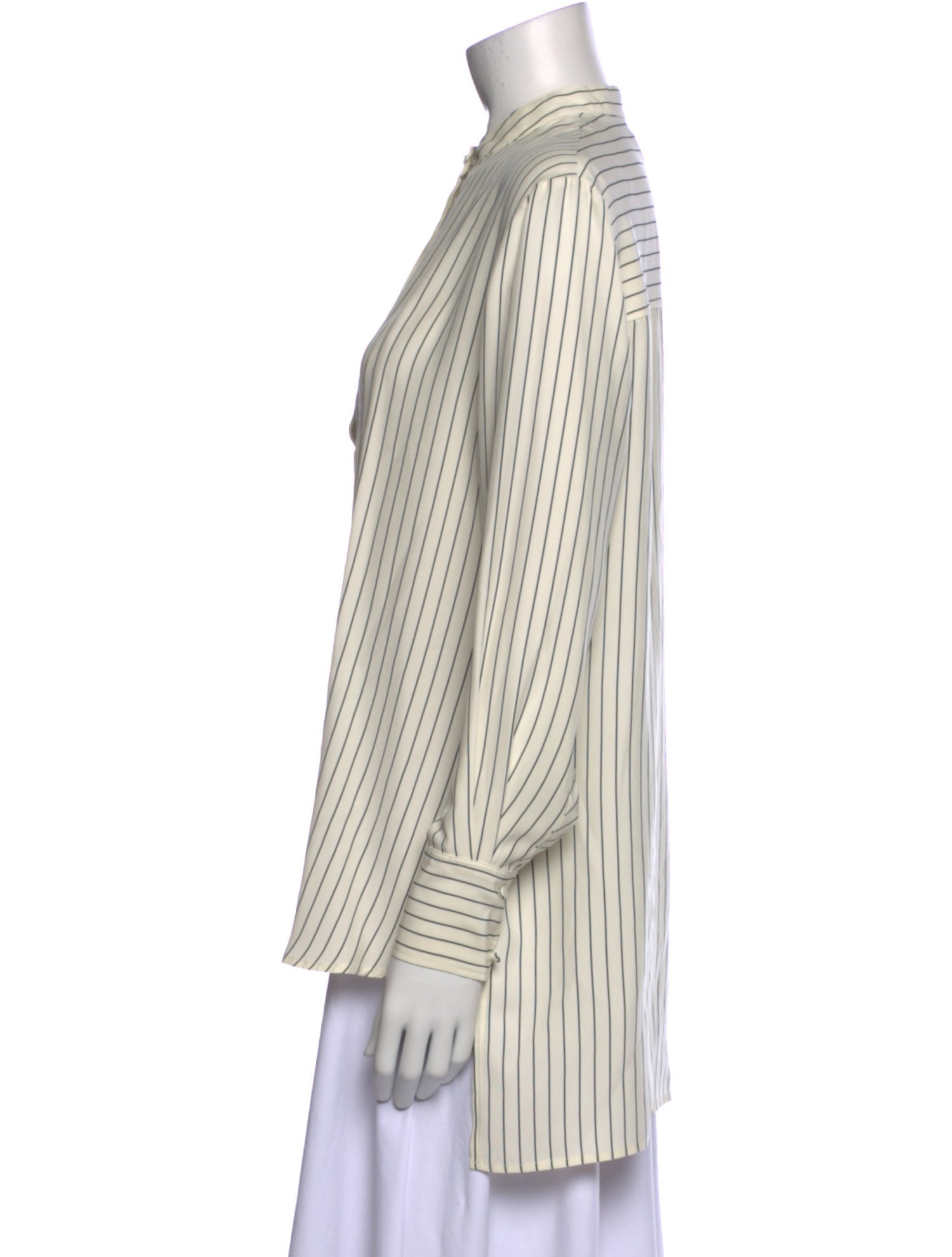 Co. Silk Striped Button-Up Top