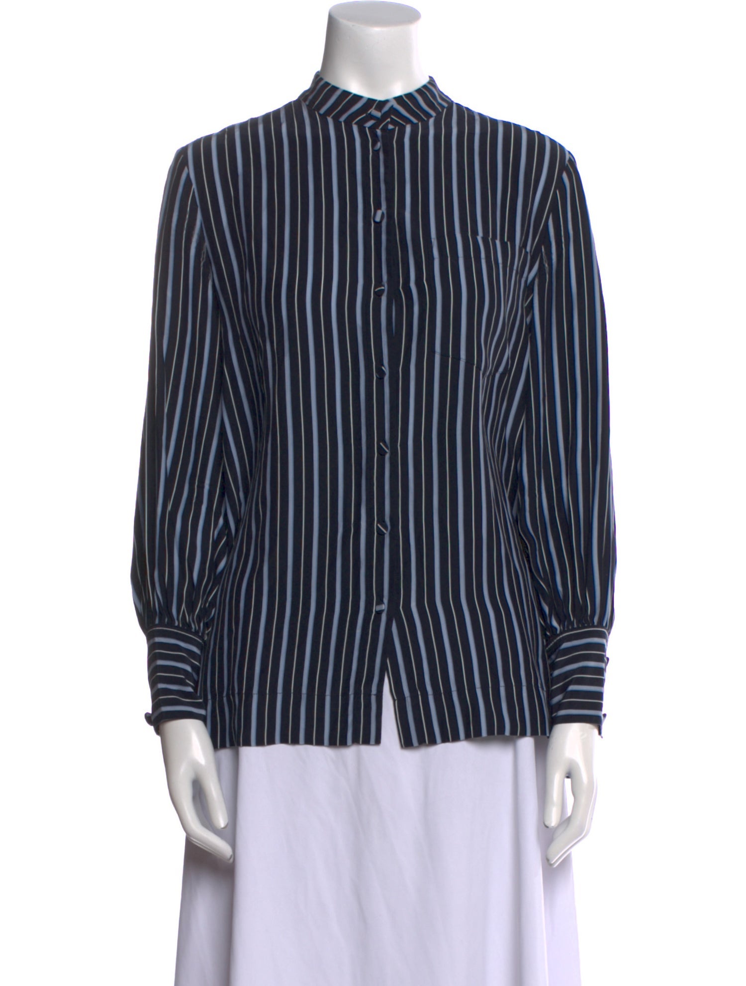 Co. Silk Striped Button-Up Top