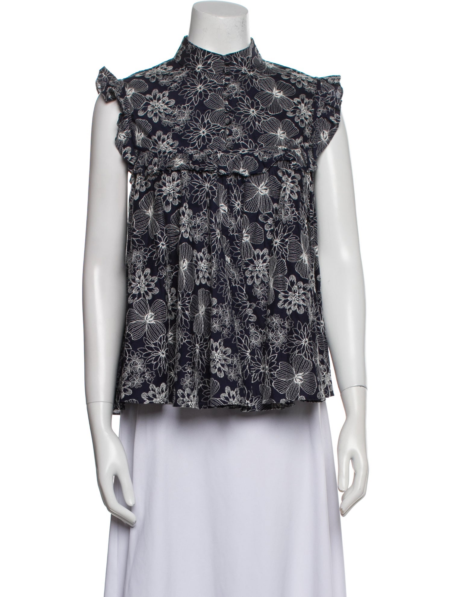 Co. Floral Print Mock Neck Blouse