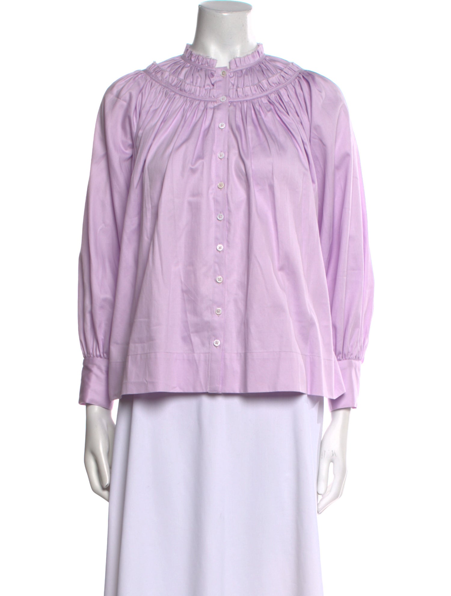 Co. Mock Neck Long Sleeve Button-Up Top