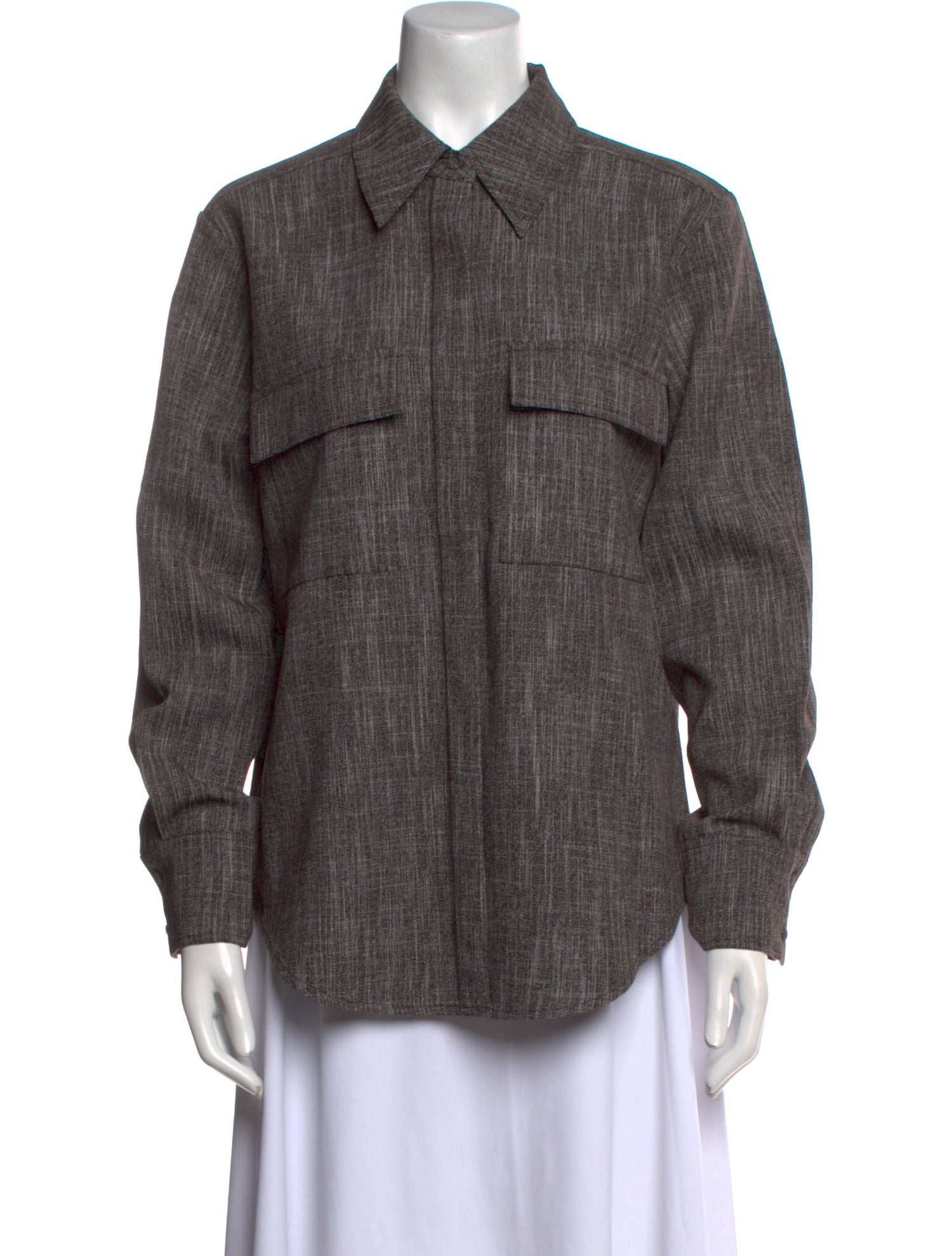 Co. Wool Long Sleeve Button-Up Top