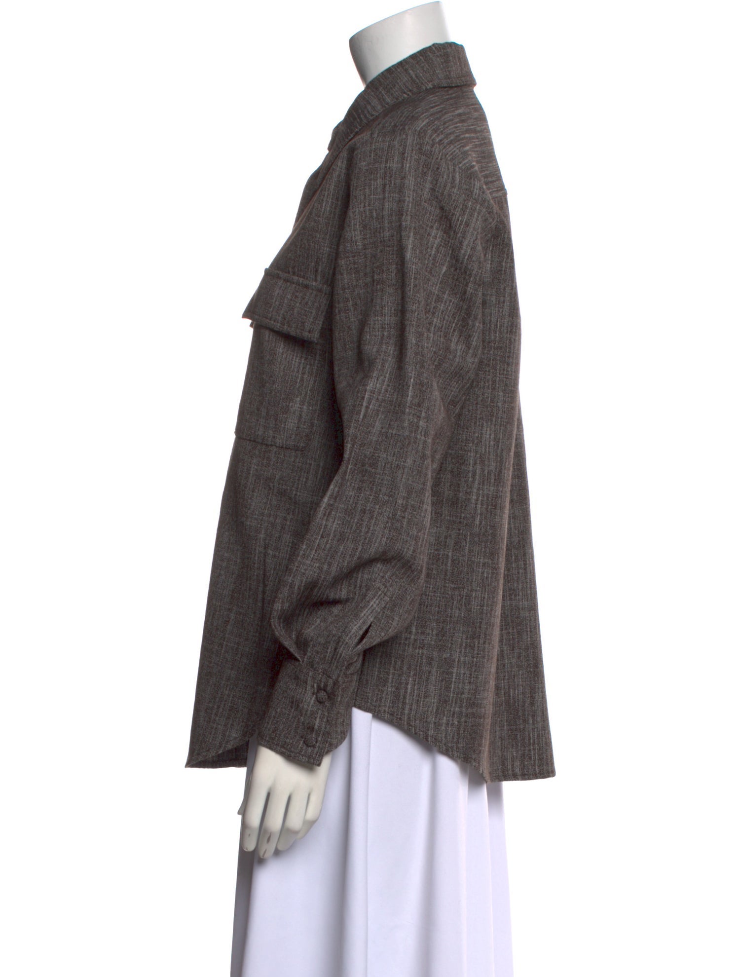 Co. Wool Long Sleeve Button-Up Top