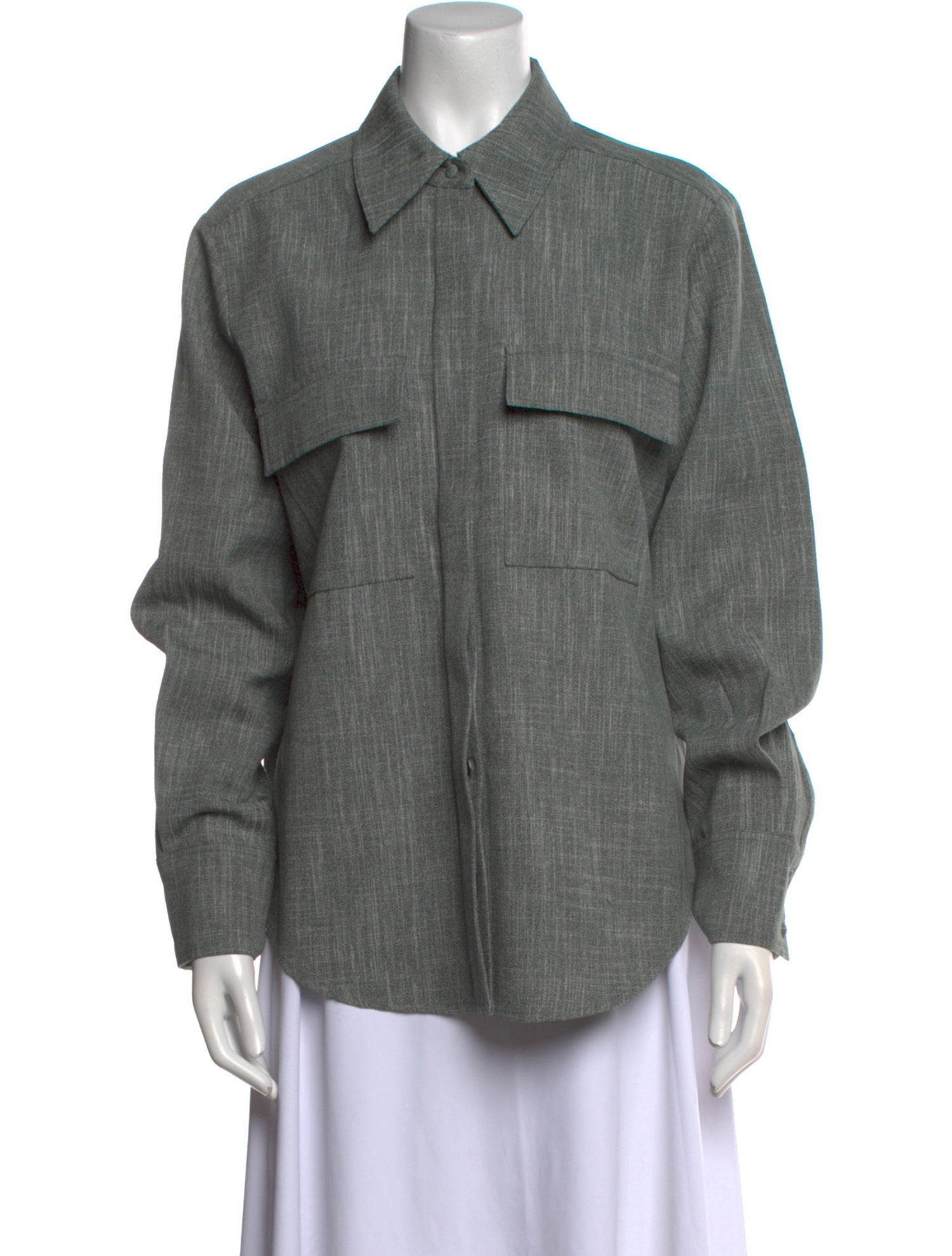 Co. Wool Long Sleeve Button-Up Top