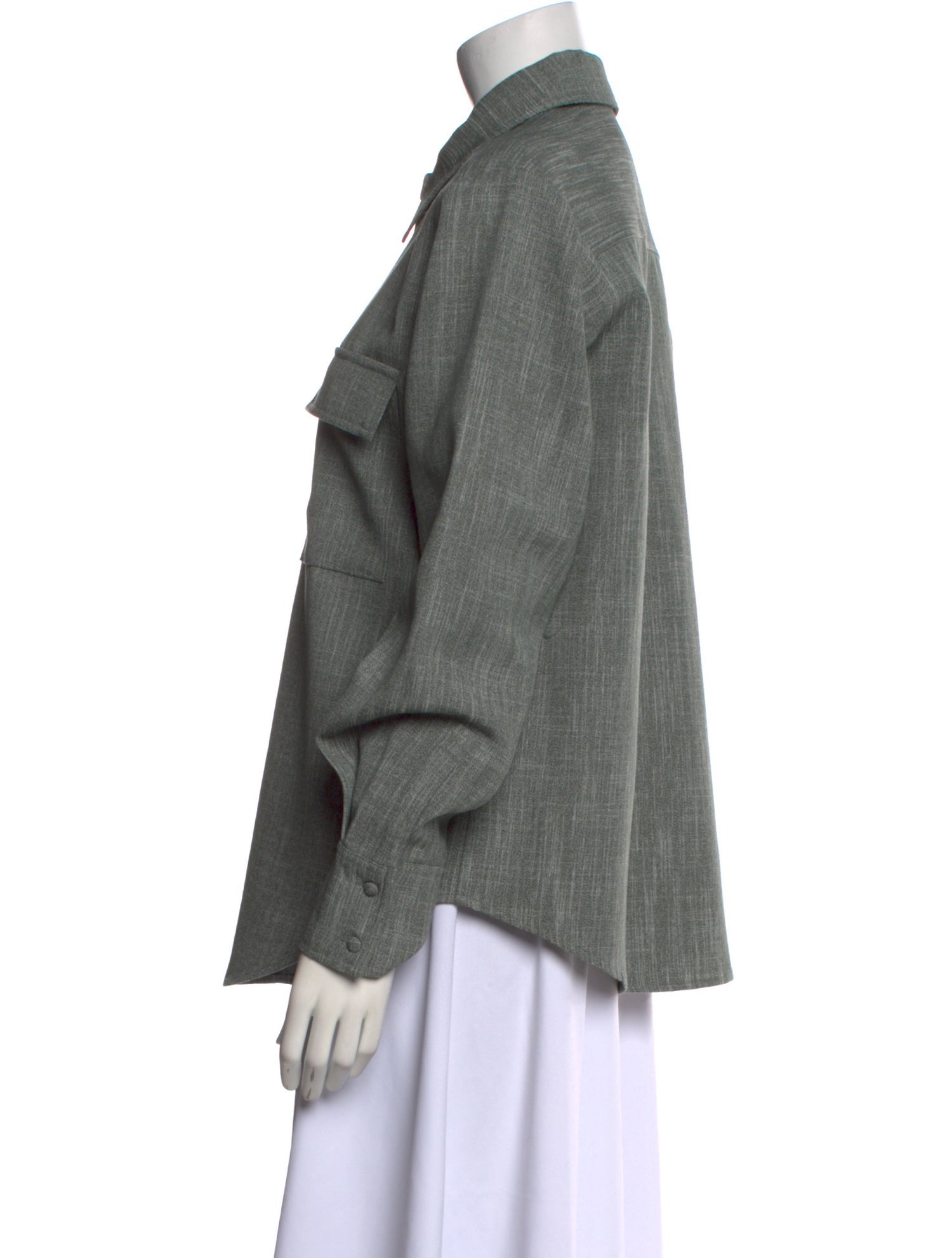 Co. Wool Long Sleeve Button-Up Top