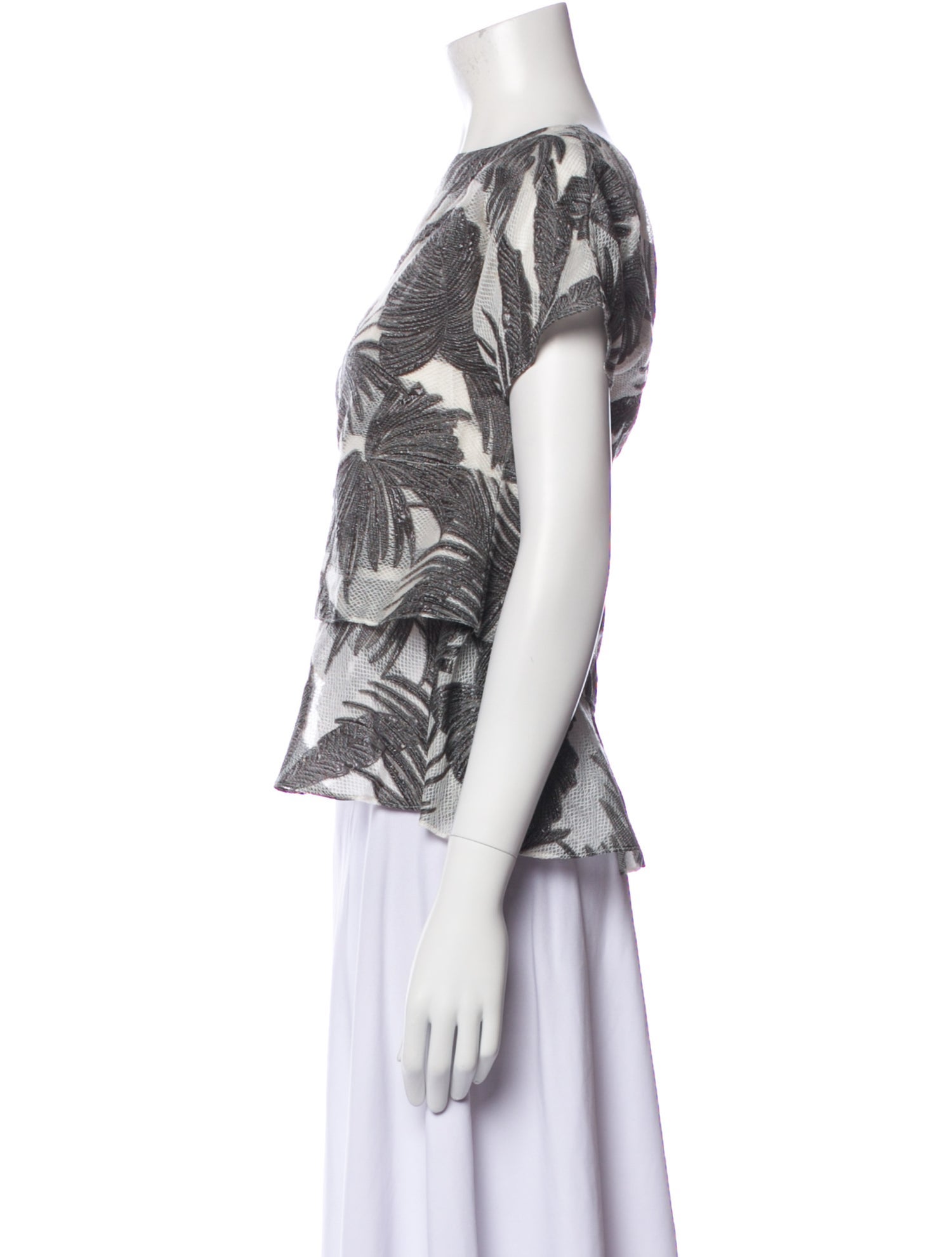 Co. Printed Bateau Neckline Top