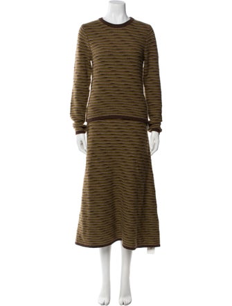 Co. Cashmere Striped Skirt Set