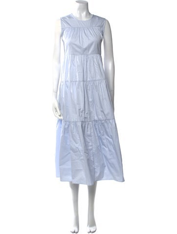 Pre-owned Co Crew Neck Long Dress In Blue