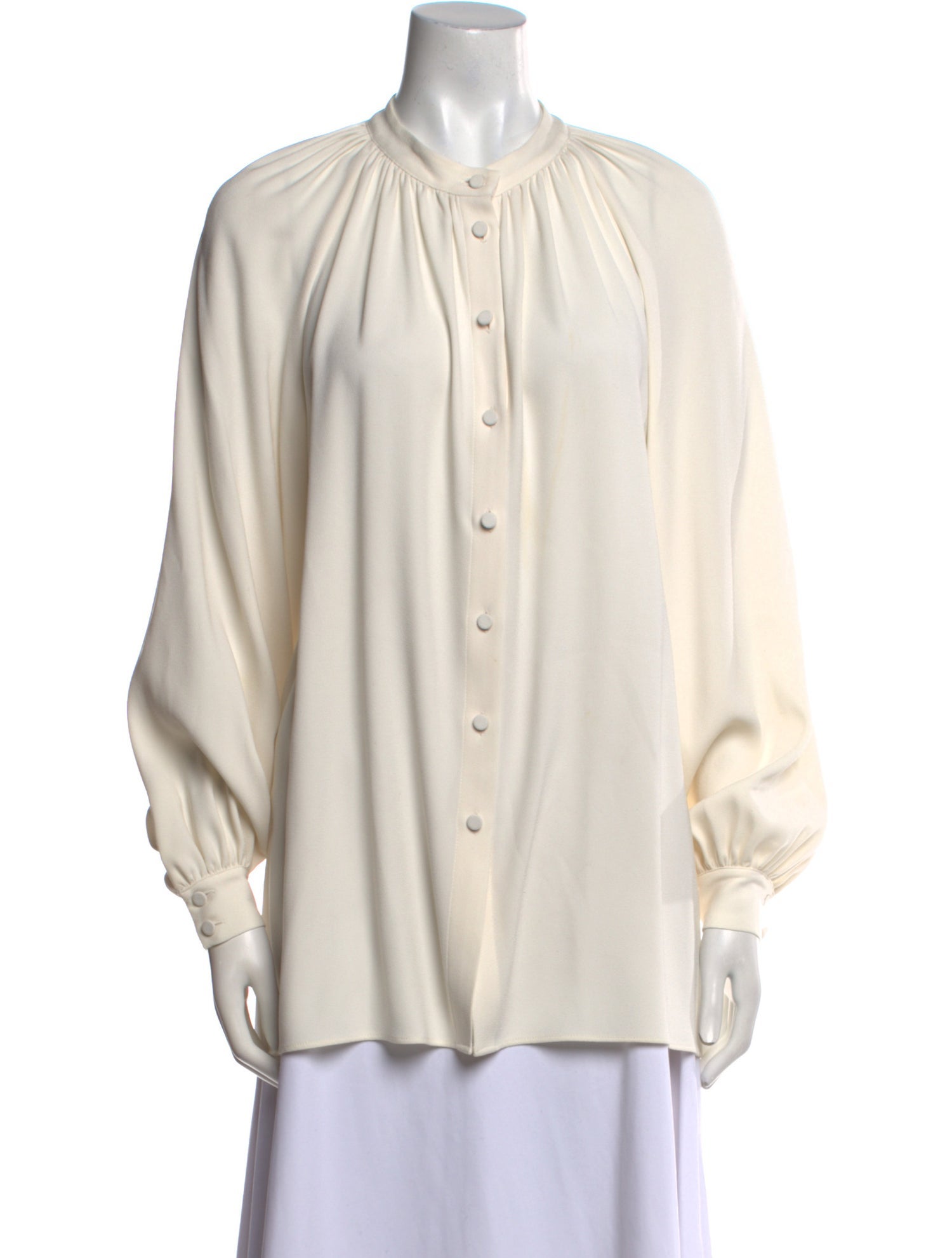 Co. Mock Neck Long Sleeve Button-Up Top