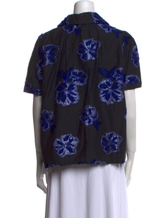 Co. Floral Print Short Sleeve Button-Up Top