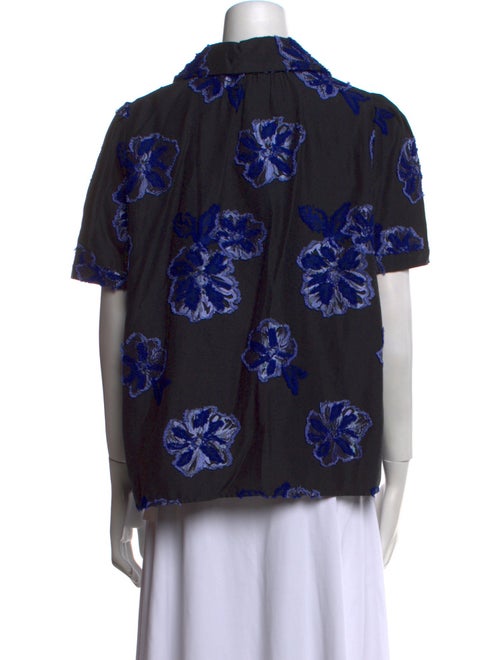 Co. Floral Print Short Sleeve Button-Up Top