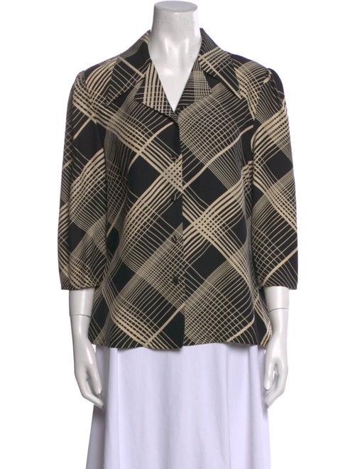 Co. Silk Plaid Print Button-Up Top