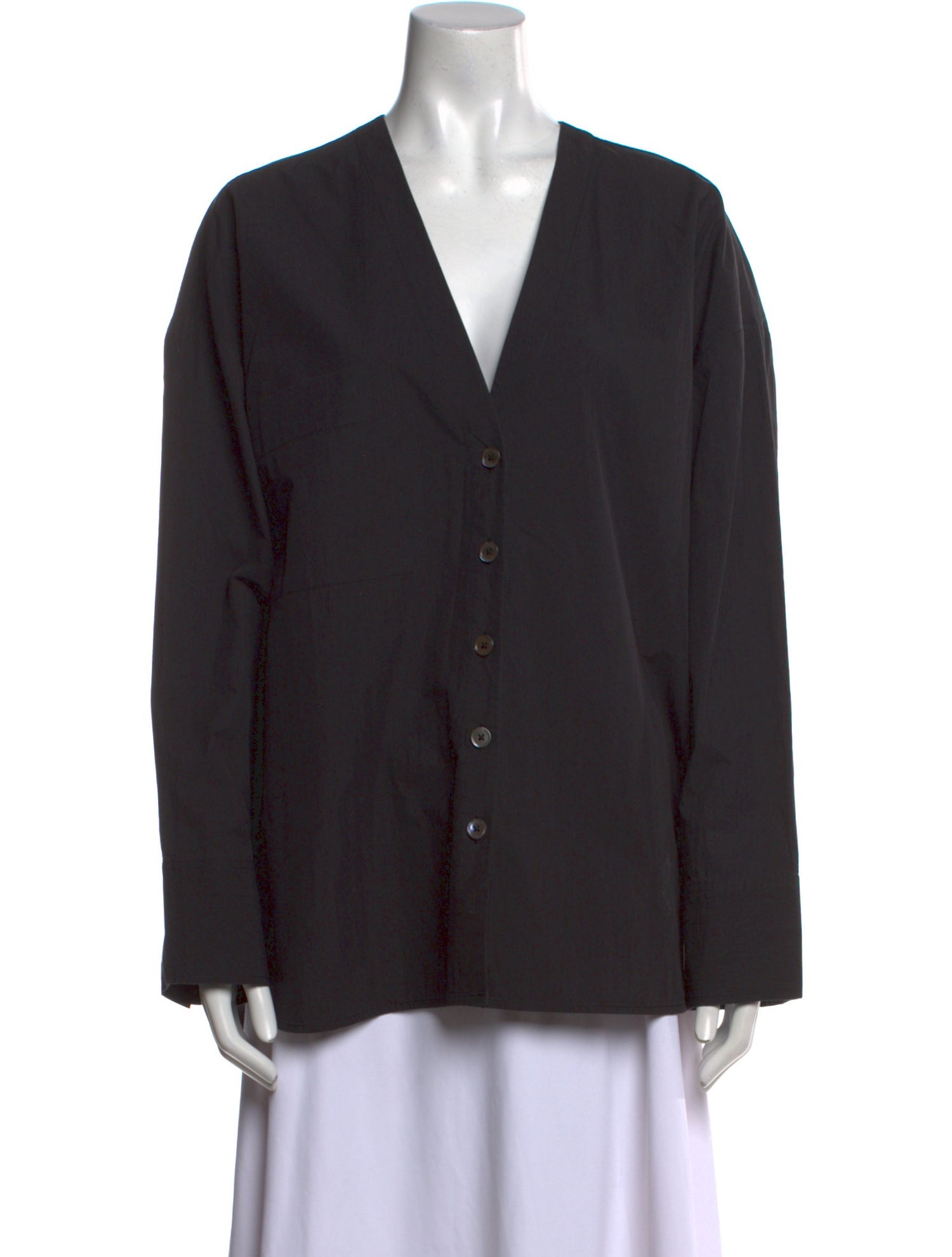 Co. V-Neck Long Sleeve Button-Up Top