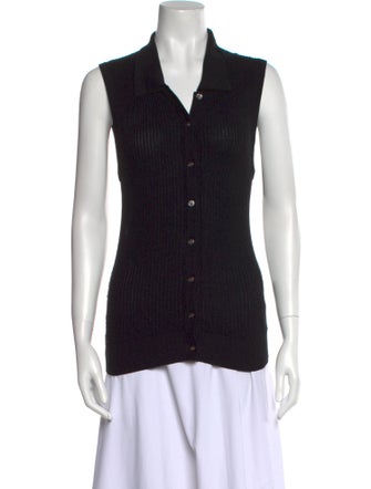 Co. Silk V-Neck Button-Up Top