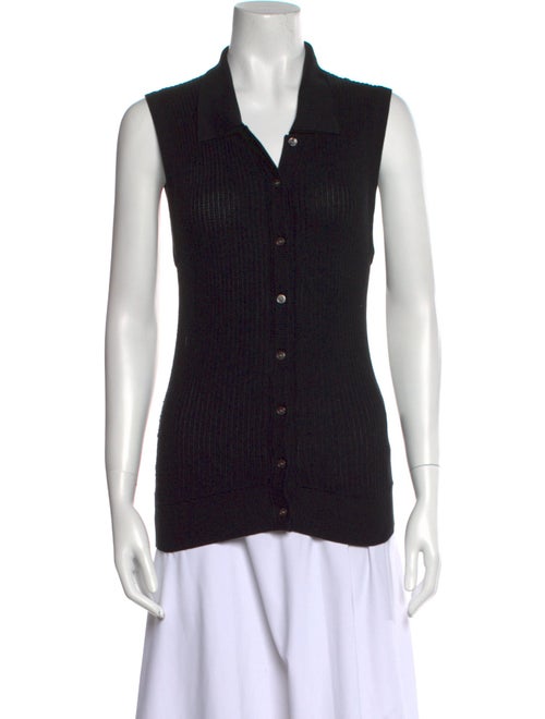 Co. Silk V-Neck Button-Up Top