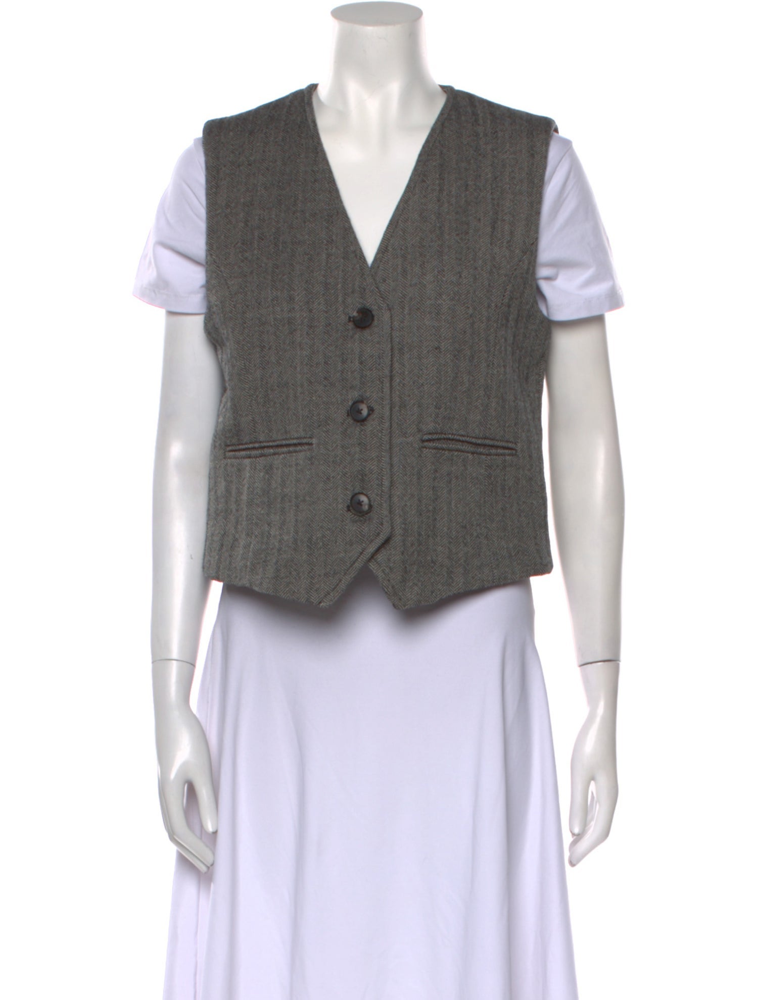 Co. Virgin Wool V-Neck Crop Top