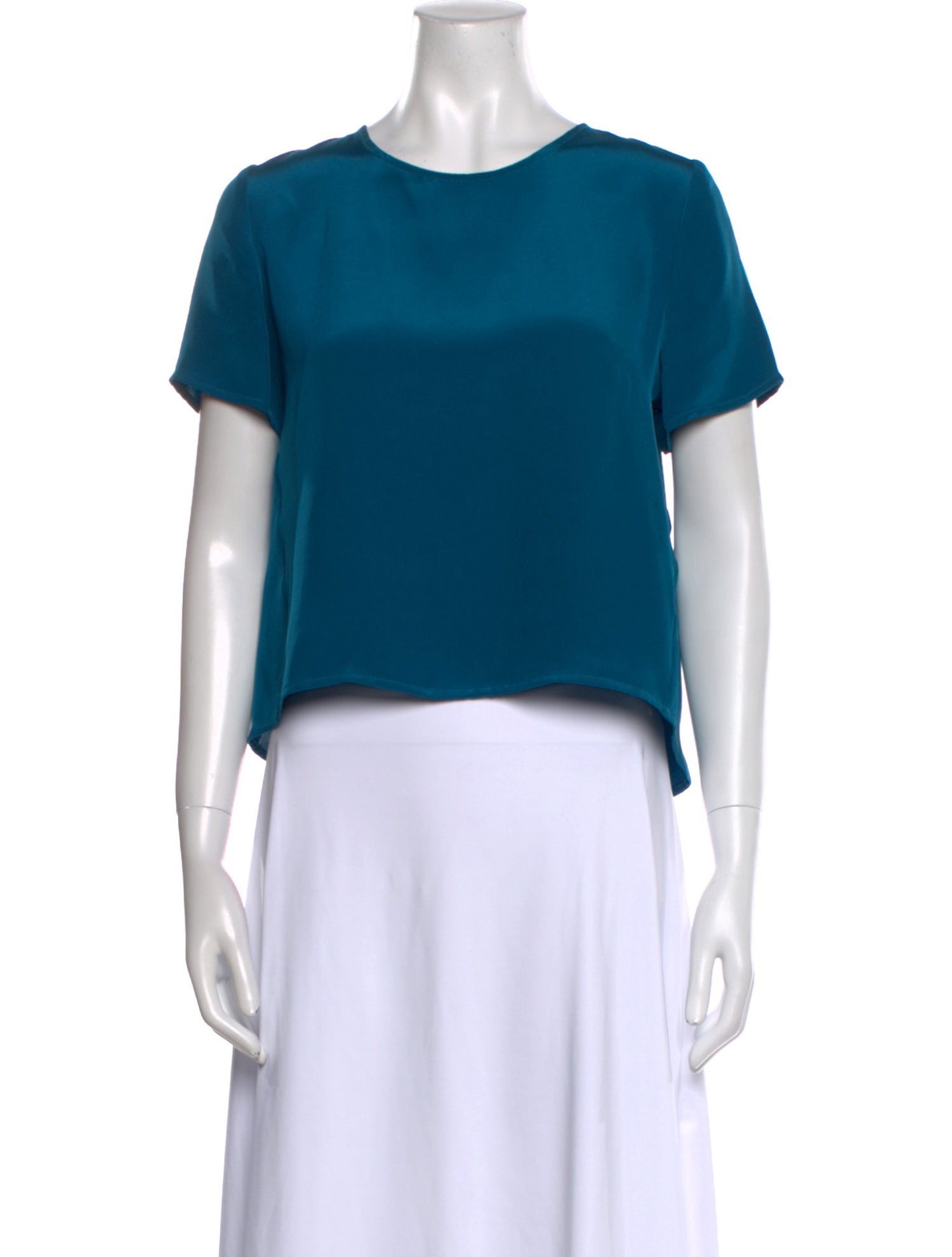 Co. Silk Crew Neck Crop Top