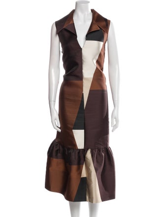 Co. Colorblock Pattern Midi Length Dress