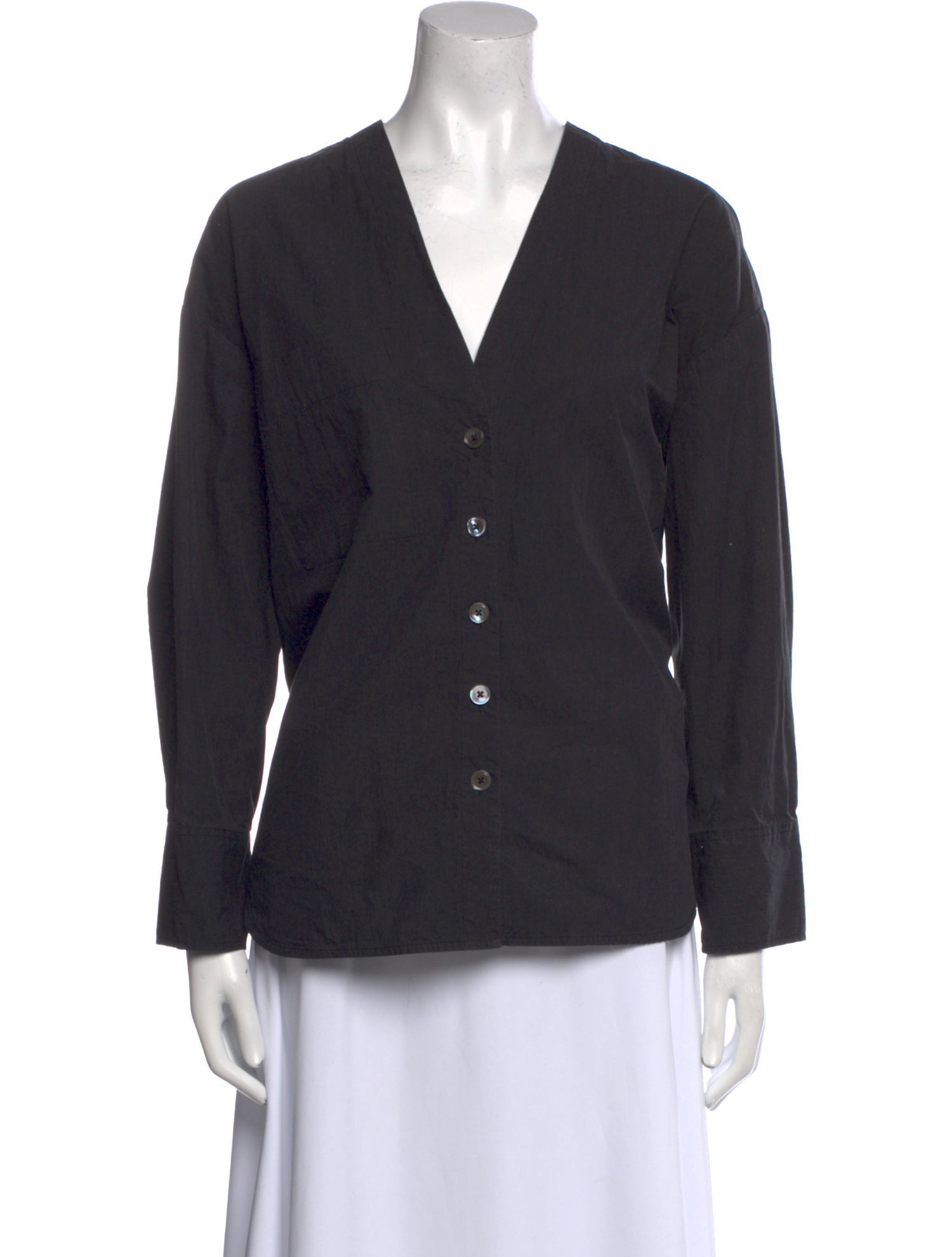 Co. V-Neck Long Sleeve Button-Up Top