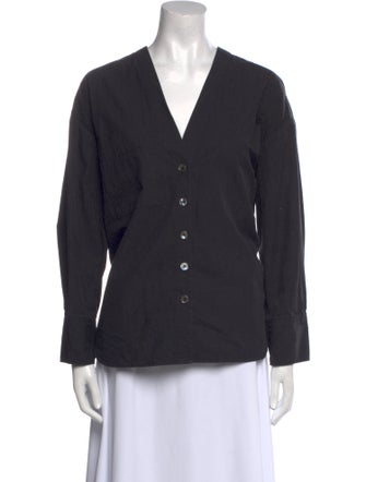 Co. V-Neck Long Sleeve Button-Up Top