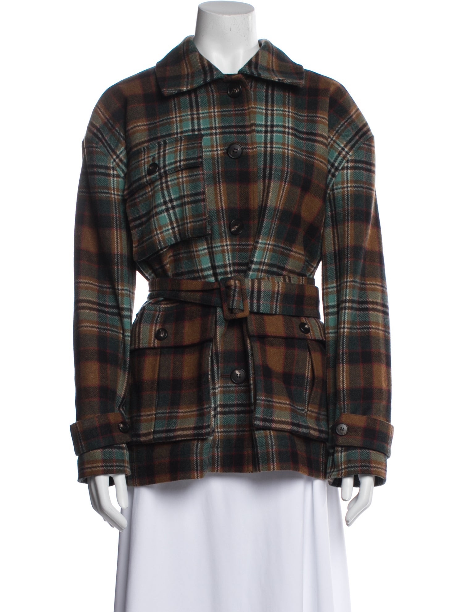 Co. Virgin Wool Plaid Print Jacket