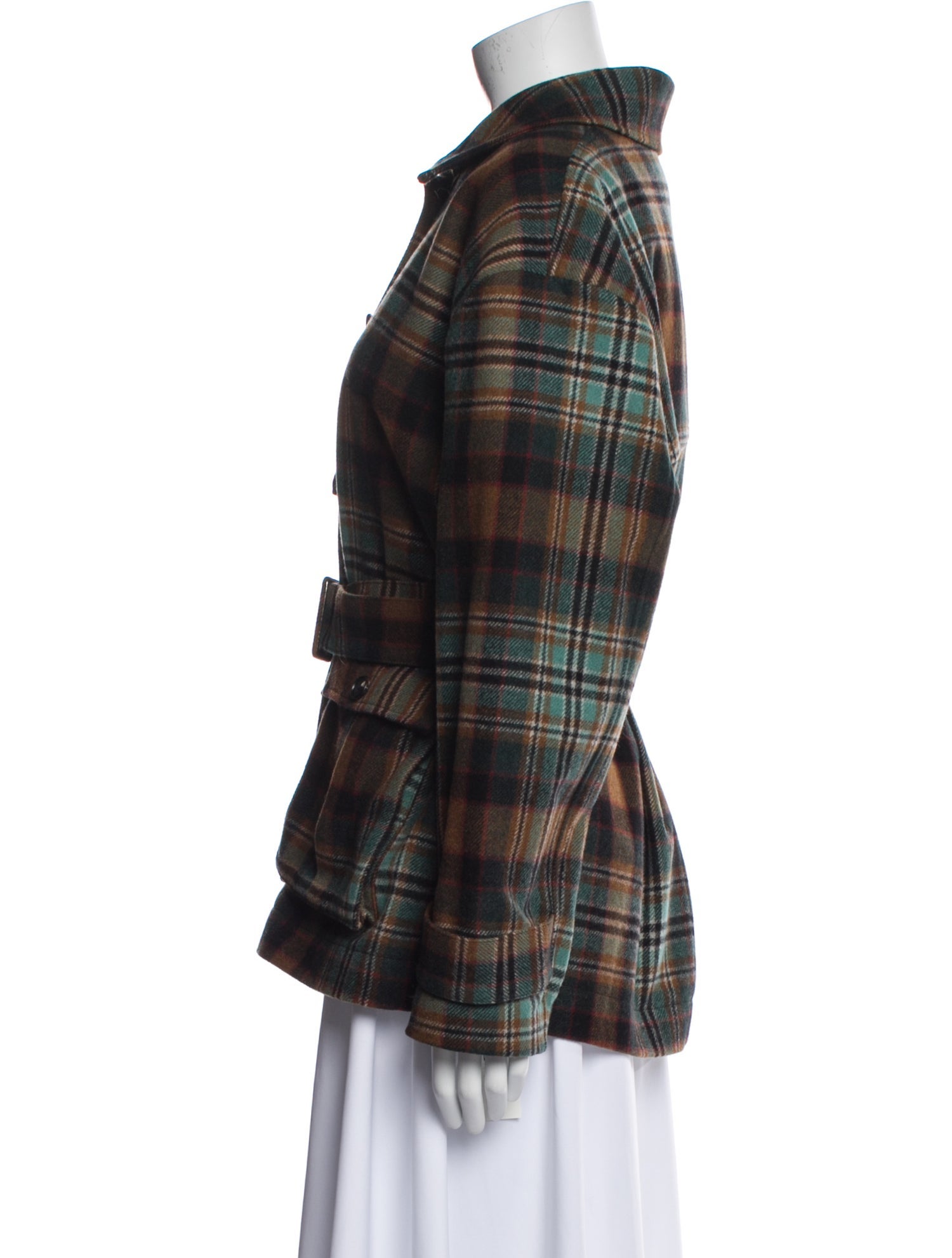 Co. Virgin Wool Plaid Print Jacket